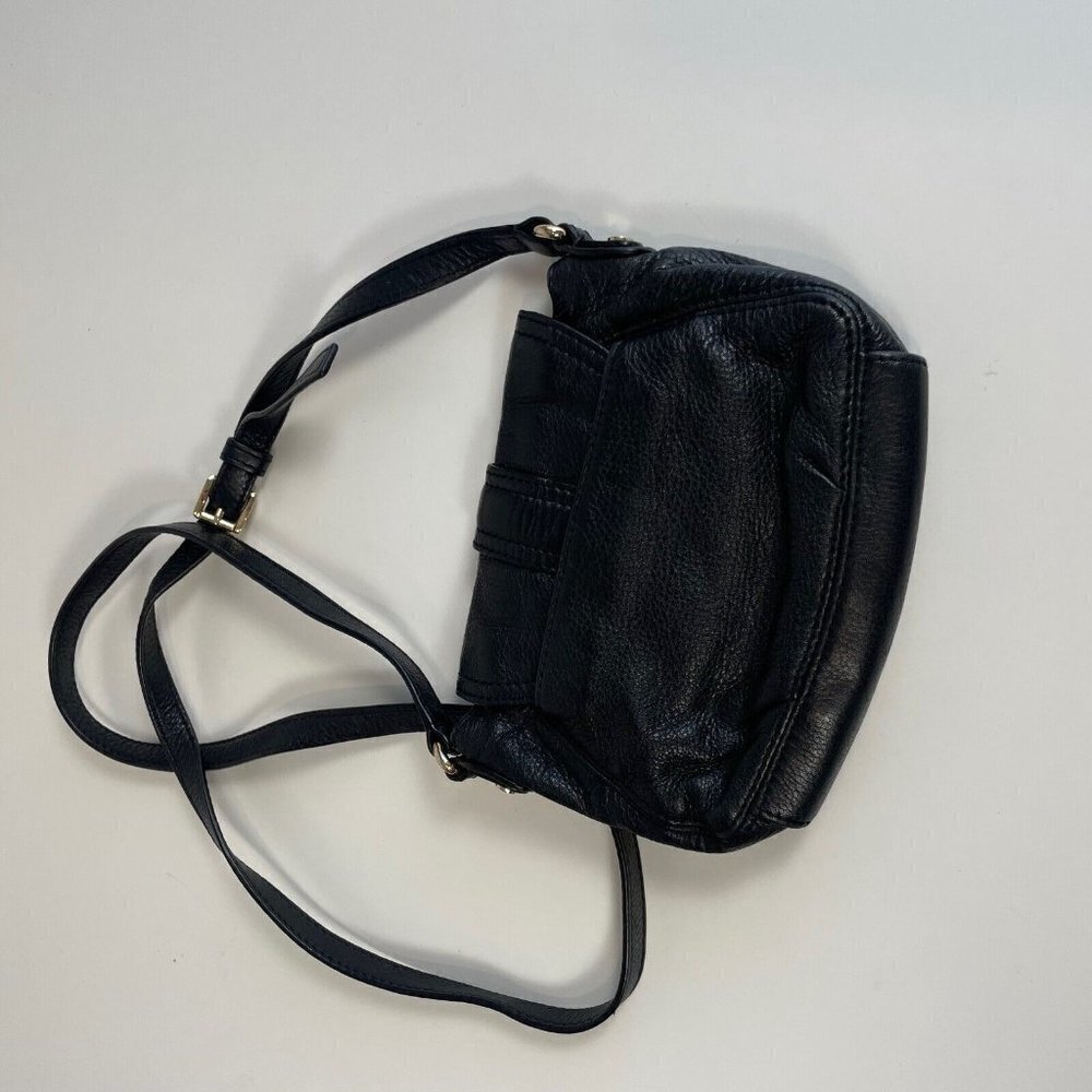 Michael Kors Charleton Leather Crossbody Bag Black Small‎ Gold Clasp Pocket - Picture 2 of 12